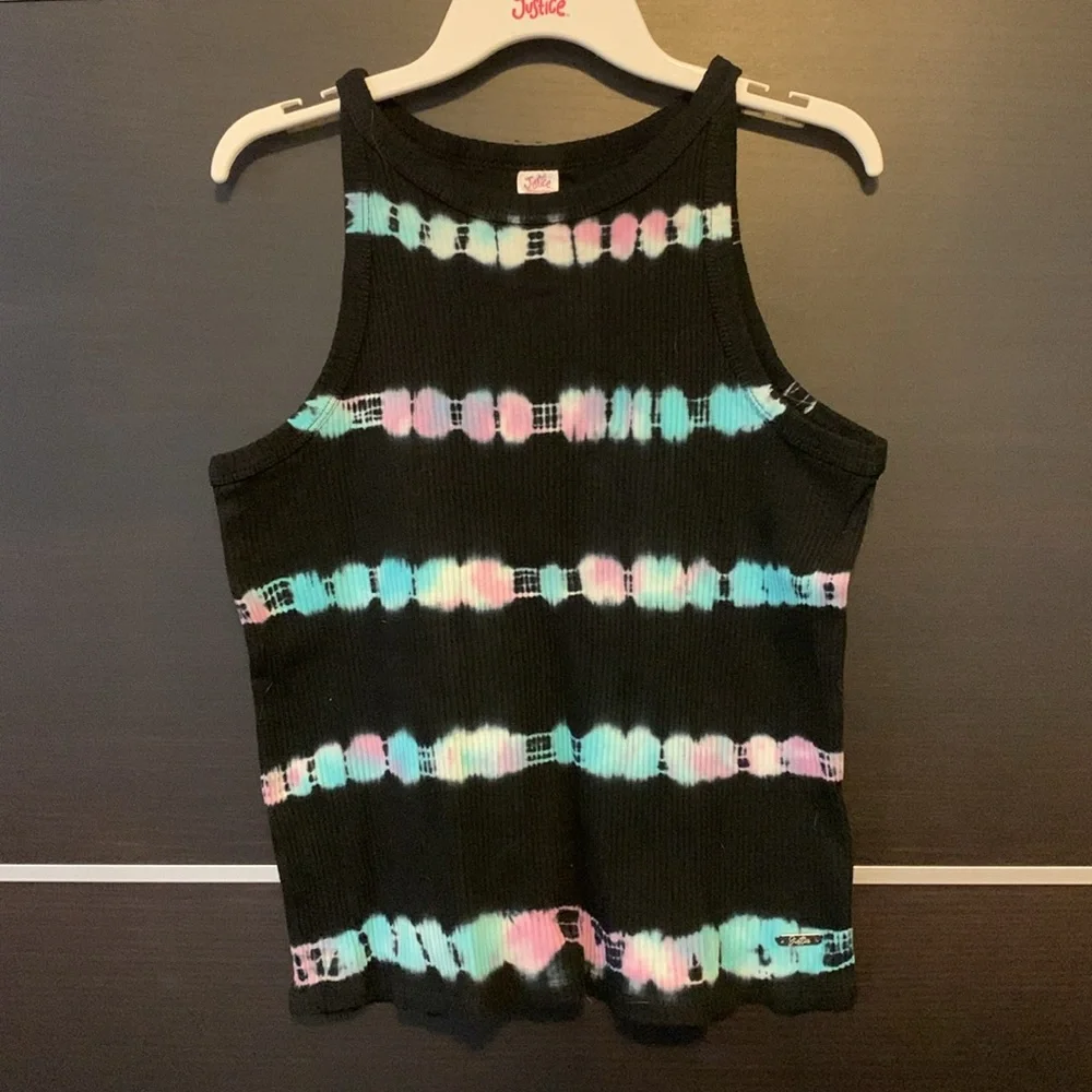 Justice Girls Black Ribbed High Neck Tank Top - NWOT